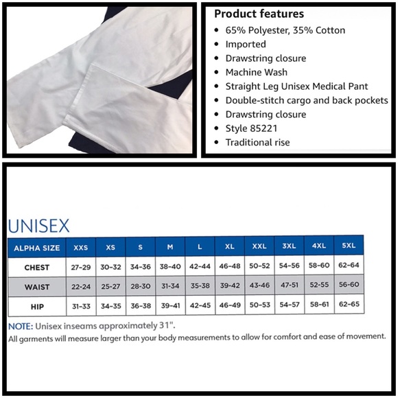 ScrubZone - 
Landau Unisex Relaxed Fit 2-Pocket Drawstring Cargo Scrub Pants - L - Picture 13 of 14